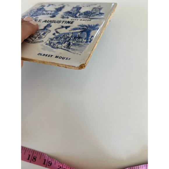 St Augustine Vintage Tile Art Plate, Made by Green Creations - Picture 2 of 5